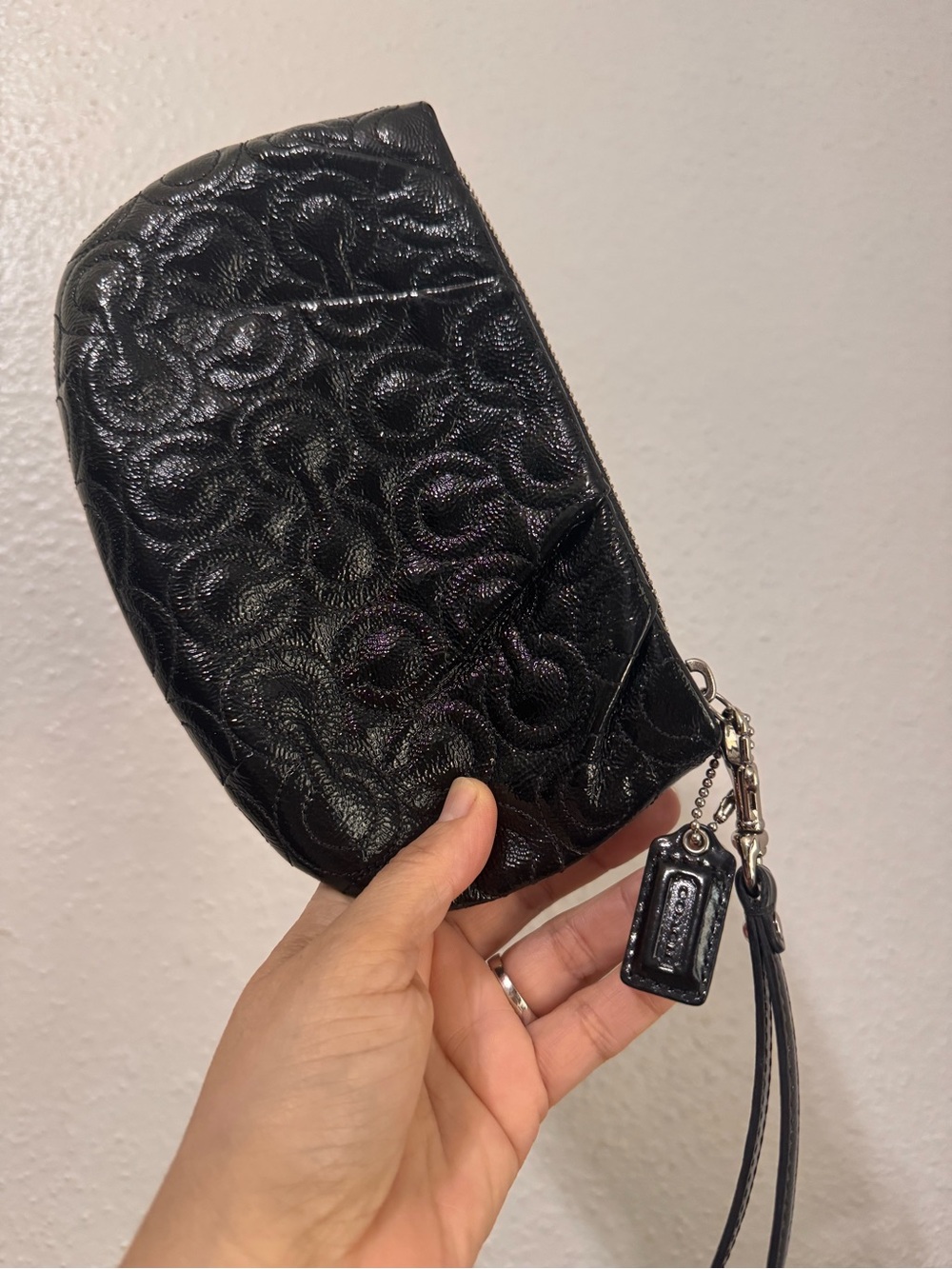 Coach Black Quilted Signature Leather Wristlet - Picture 2 of 12